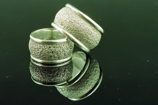 Sterling silver granulated rings